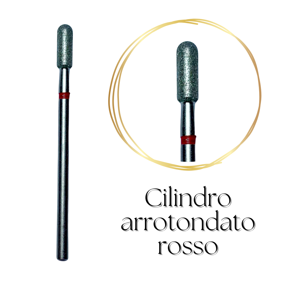 Punta fresa diamanta cilindro arrotondato rosso