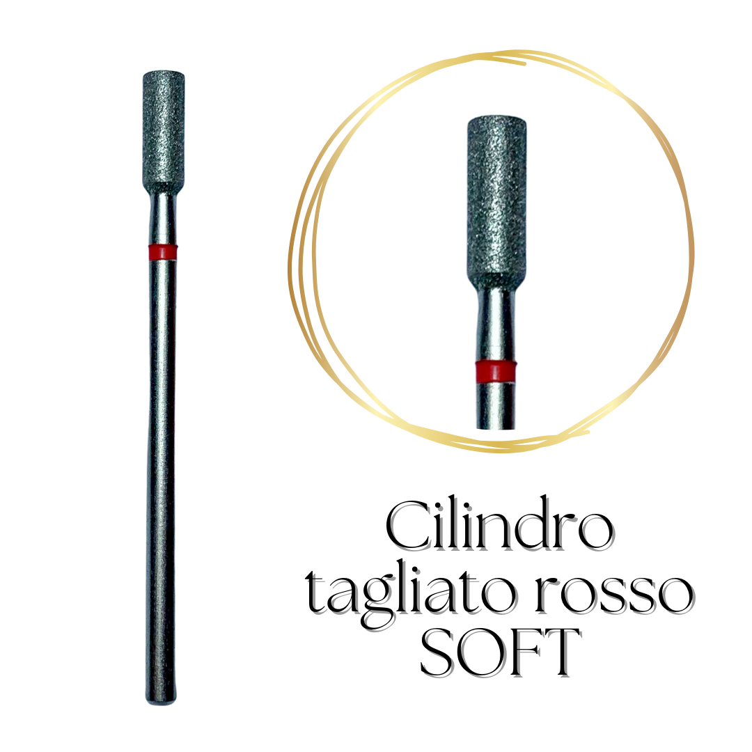 Punta fresa diamanta cilindro tagliato rosso SOFT