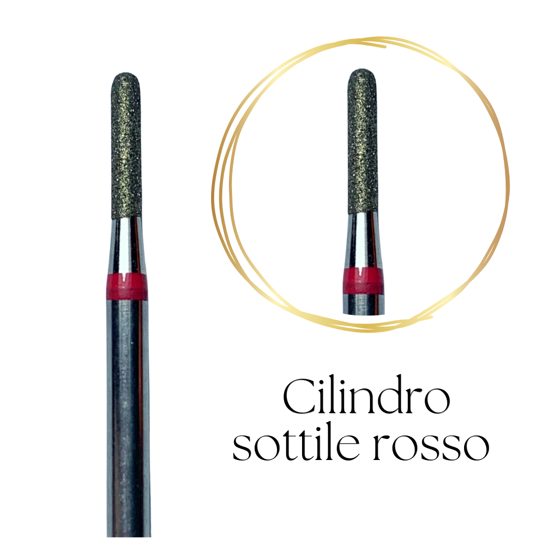 Punta fresa diamanta cilindro sottile rosso