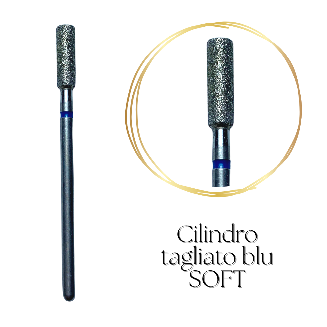 Punta fresa diamanta cilindro tagliato blu SOFT “Prepper”