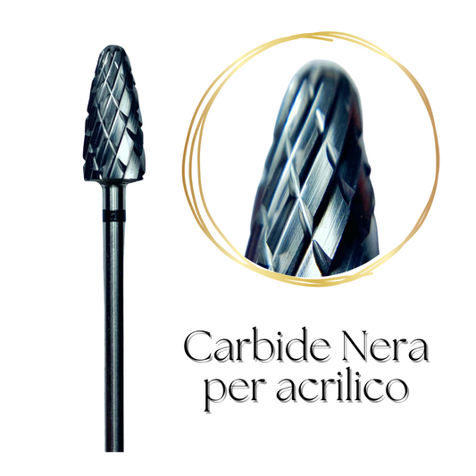 Punta fresa Carbide Nera per Acrilico